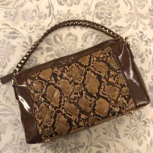 Sharif Snake Print Patent Shoulder/Crossbody